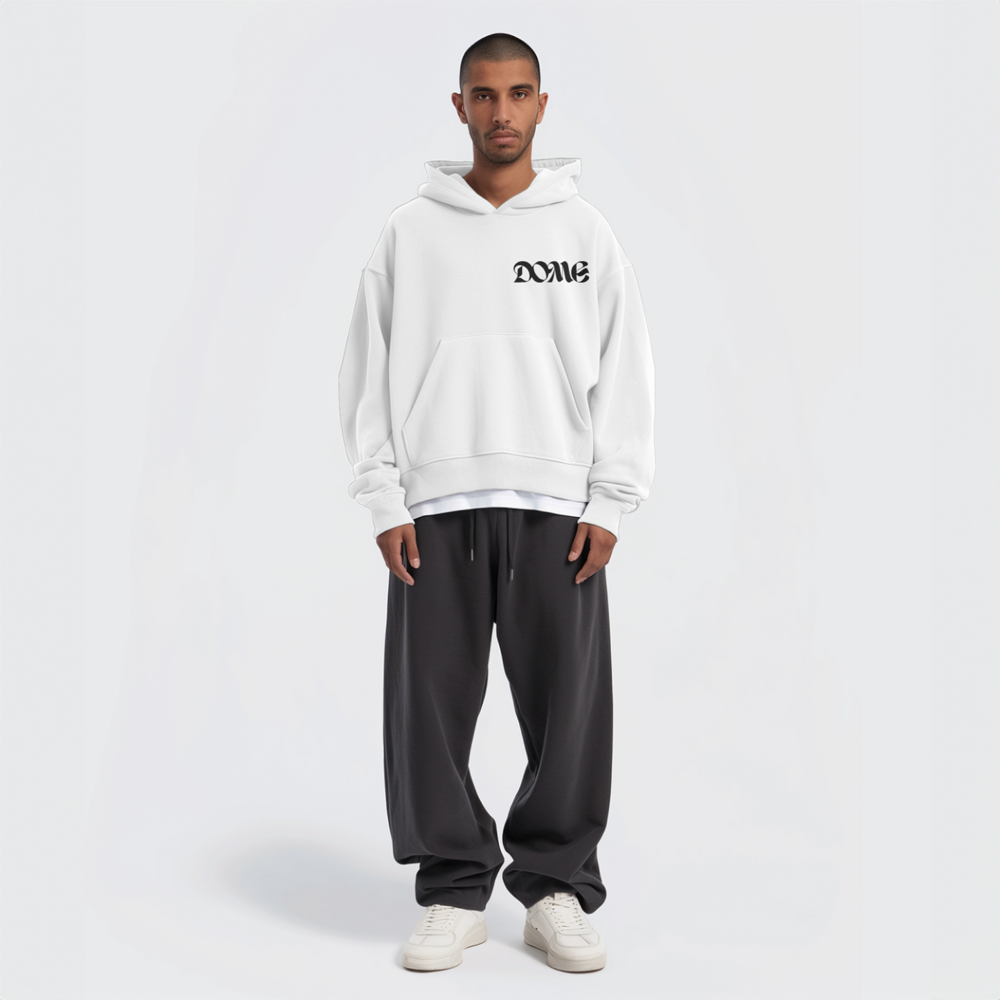 Male Hoodie Featured Dome - White